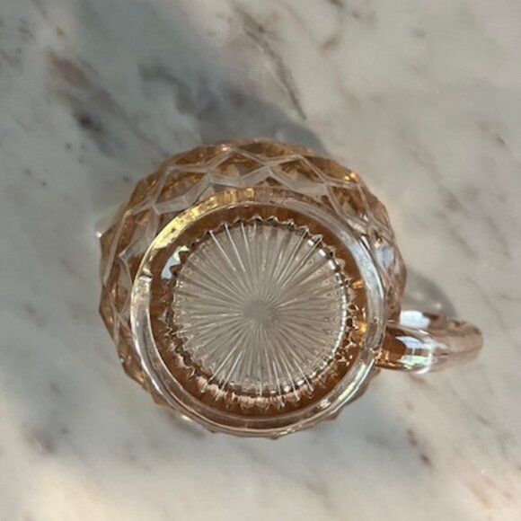 Pink Depression Glass Cubist Jeanette Mid Century MCM Sugar and Creamer - Picture 9 of 10